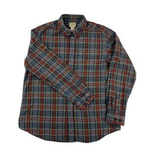 LL Bean Scottish Plaid Shirt Mens Large Traditional Fit Gray Flannel Button Down